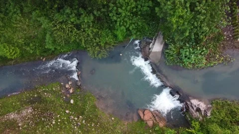 Waterfall by drone Stock Footage 302728374