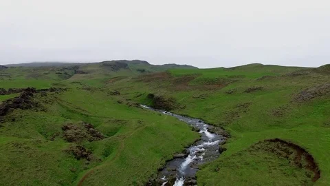 Waterfall by drone, Iceland Stock-Footage 70869316