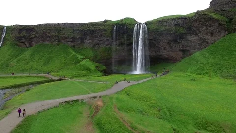 Waterfall by drone, Iceland Stock-Footage 70869364