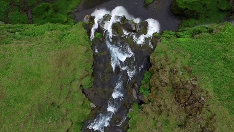 Waterfall by drone, Iceland Stock-Footage 70869443