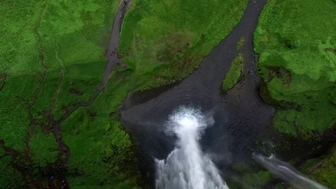Waterfall by drone, Iceland Stock-Footage 70869563