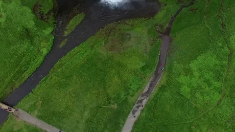 Waterfall by drone, Iceland Stock-Footage 70870099