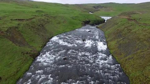Waterfall by drone, Iceland Stock-Footage 70870175