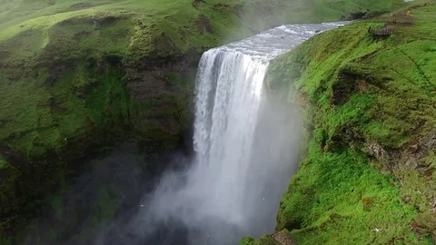 Waterfall by drone, Iceland Stock-Footage 70870266