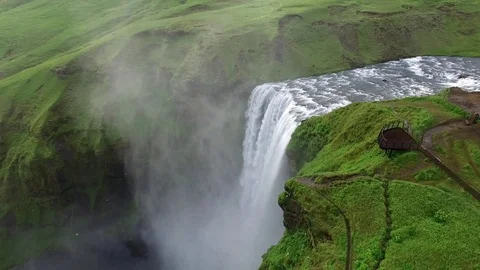 Waterfall by drone, Iceland Stock-Footage 70870422