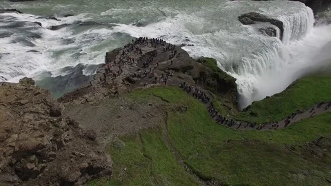 Waterfall by drone, Iceland Stock-Footage 70871735