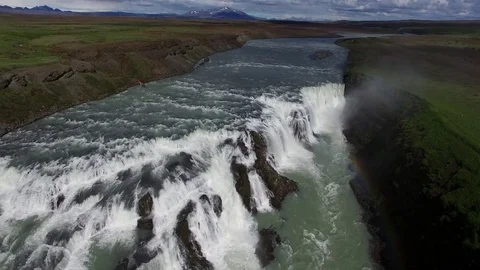 Waterfall by drone, Iceland Stock-Footage 70871941