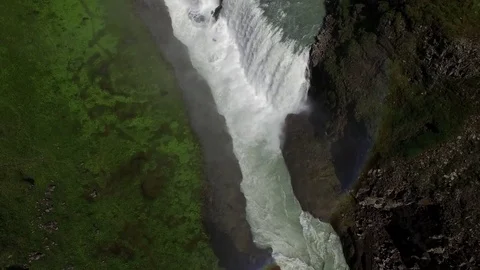 Waterfall by drone, Iceland Stock-Footage 70872052