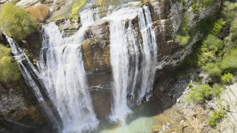 Waterfall drone shot Stock Footage 240190517