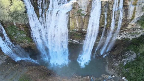 Waterfall drone shot Stock Footage 240748221