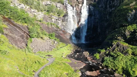 Waterfall drone shot  Stock Footage 252259622