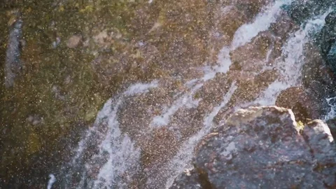 Waterfall drops in slowmotion. teriberka. north waterfall Video stock 111425995