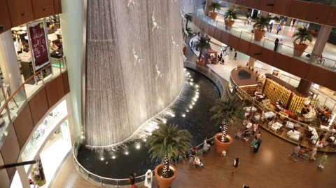 Waterfall in Dubai Mall Stock Footage 37654489