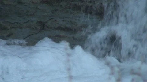 Waterfall during winter Stock Footage 1013907