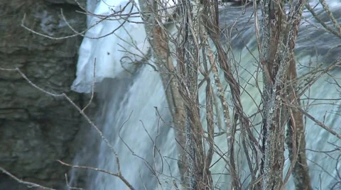 Waterfall during winter Stock Footage 1014190