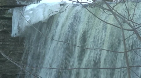 Waterfall during winter Stock Footage 1014908