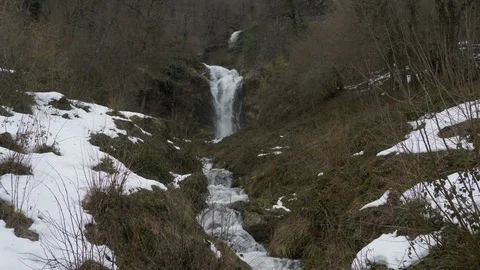 Waterfall during winter in Spain Stock Footage 112441202