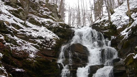 Waterfall in early spring. Stock Footage 74847819