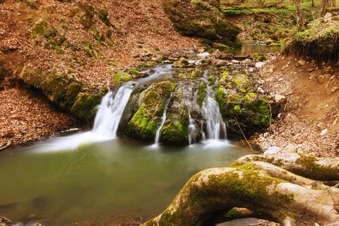 Waterfall in early spring Stock Photos
