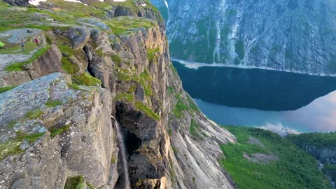 Waterfall At The Edge Stock Footage 249908970