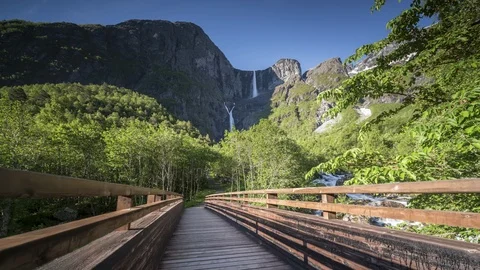 Waterfall from Eikesdalen Stock Footage 87791475