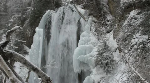 Waterfall encased in ice Stock Footage 10743389