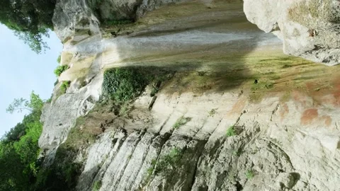 Waterfall ending up in natural pool with emerald water Stock-Footage 158329813