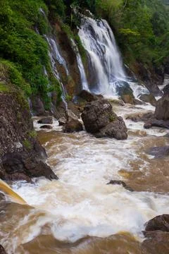 Waterfall fall in forest Stock Photos