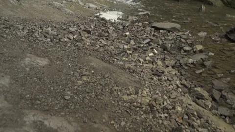 Waterfall falling from the cliffs over rocks Stock-Footage 72503769