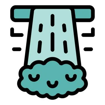 Waterfall falling on a happy cloud creating a funny relaxing atmosphere Stock Illustration