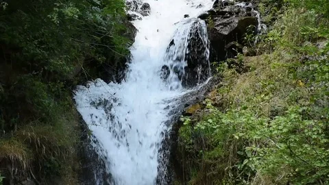 Waterfall falling from mountain Stock Footage 97925502