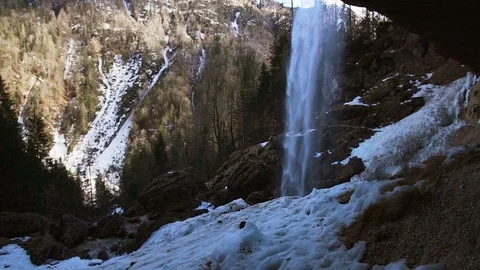 A waterfall falling over a cliff in Slovenia Video stock 103222154