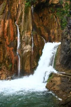 Waterfall falling to river Stock Photos