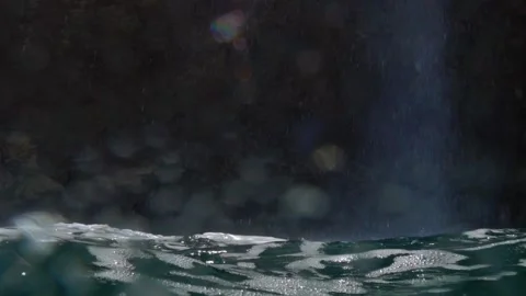 The Waterfall is Falling Into the Sea Stock Footage 146325256