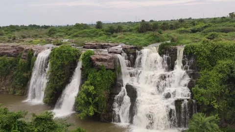This waterfall is fed by the Chandravanka River Stock Footage 340267236
