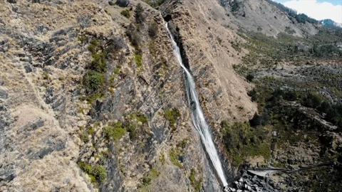 This waterfall is fed by mountain streams year round Stock Footage 340267093