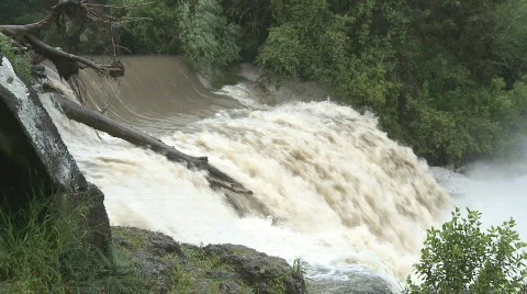 Waterfall in flood pan shot Stock Footage 878252