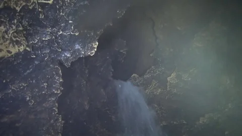 Waterfall in a flooded cave Stock-Footage 69982196
