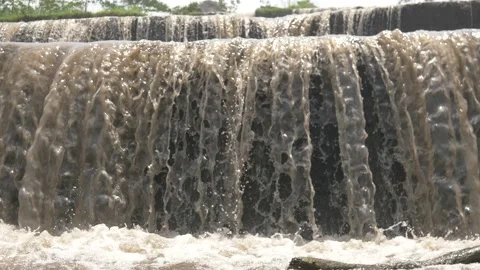Waterfall flow and splash, close up, low angle Stock Footage 234948324