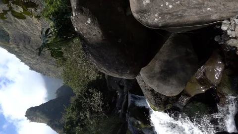 Waterfall flowing between rocks Stock Footage 105436883