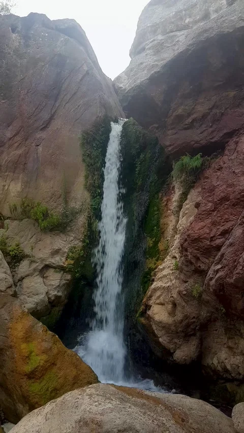 Waterfall flowing in a close up scene Stock Footage 248932345