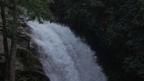 Waterfall flowing in forest slow motion Stock Footage 74759860