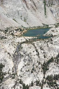Waterfall Flowing Out Of Evolution Lake Stock Photos