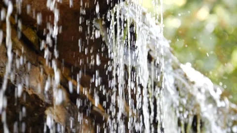 Waterfall Flowing over Rock Edge Stock Footage 162190175