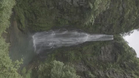 Waterfall Flowing Over Rocky Cliff Stock-Footage 343592563
