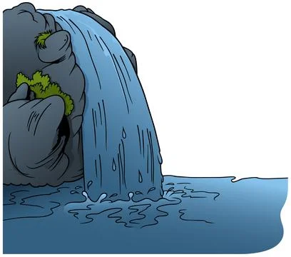 Waterfall Flowing from the Rock Stock Illustration