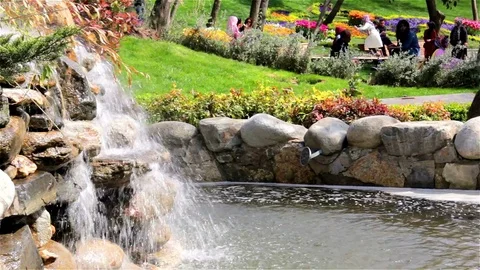 Waterfall flowing from the rocks Stock-Footage 74636312