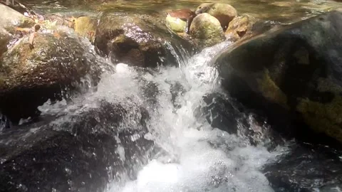 The waterfall flows slowly Stock Footage 205595892