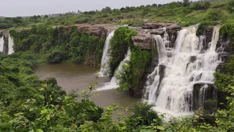 This waterfall flows through the Nallamala hill region Stock Footage 340267248