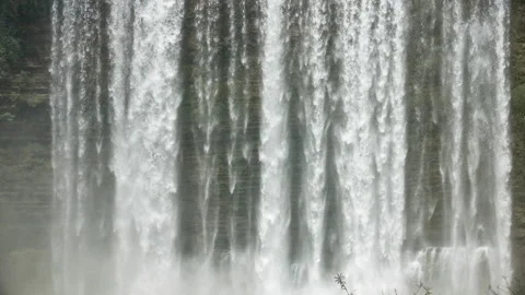Waterfall, foam, jets fall from a great height at a waterfall on a sharp Negros Stock-Footage 117876837
